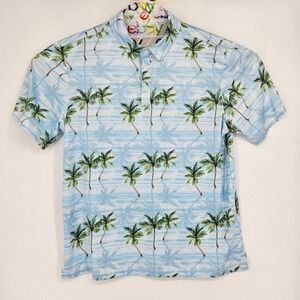 Yatta Golf Polo Shirt Mens Extra Large Islands Palm Tree AOP Short Sleeve Casual
